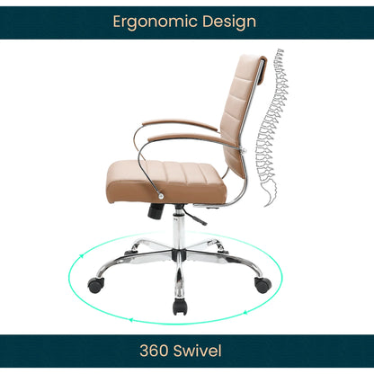 Benmar Mid-Back Leather Office Conference Chair Adjustable Height, Swivel, and Tilt - Elax Furniture