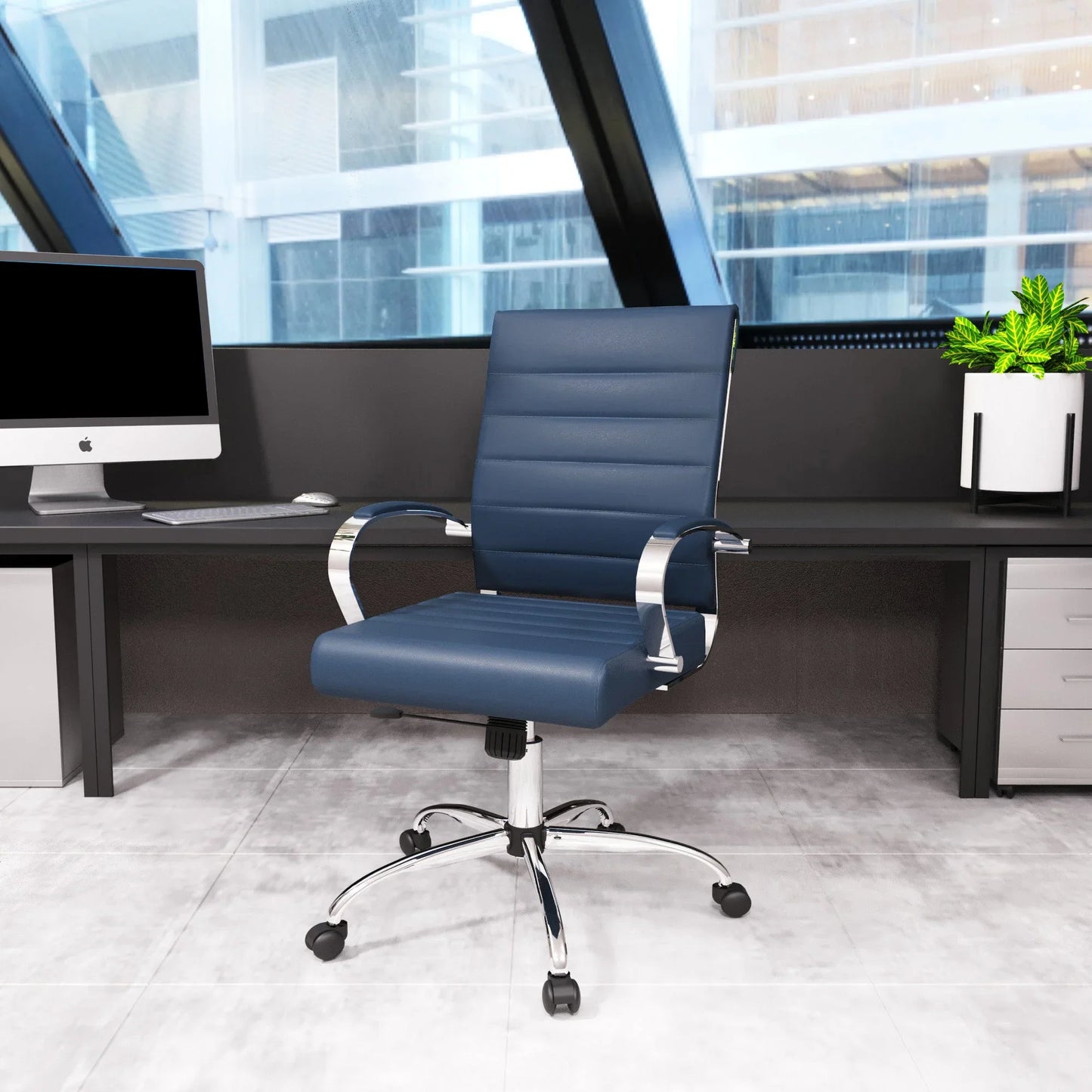 Benmar Mid-Back Leather Office Conference Chair Adjustable Height, Swivel, and Tilt - Elax Furniture