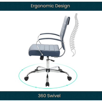 Benmar Mid-Back Leather Office Conference Chair Adjustable Height, Swivel, and Tilt - Elax Furniture