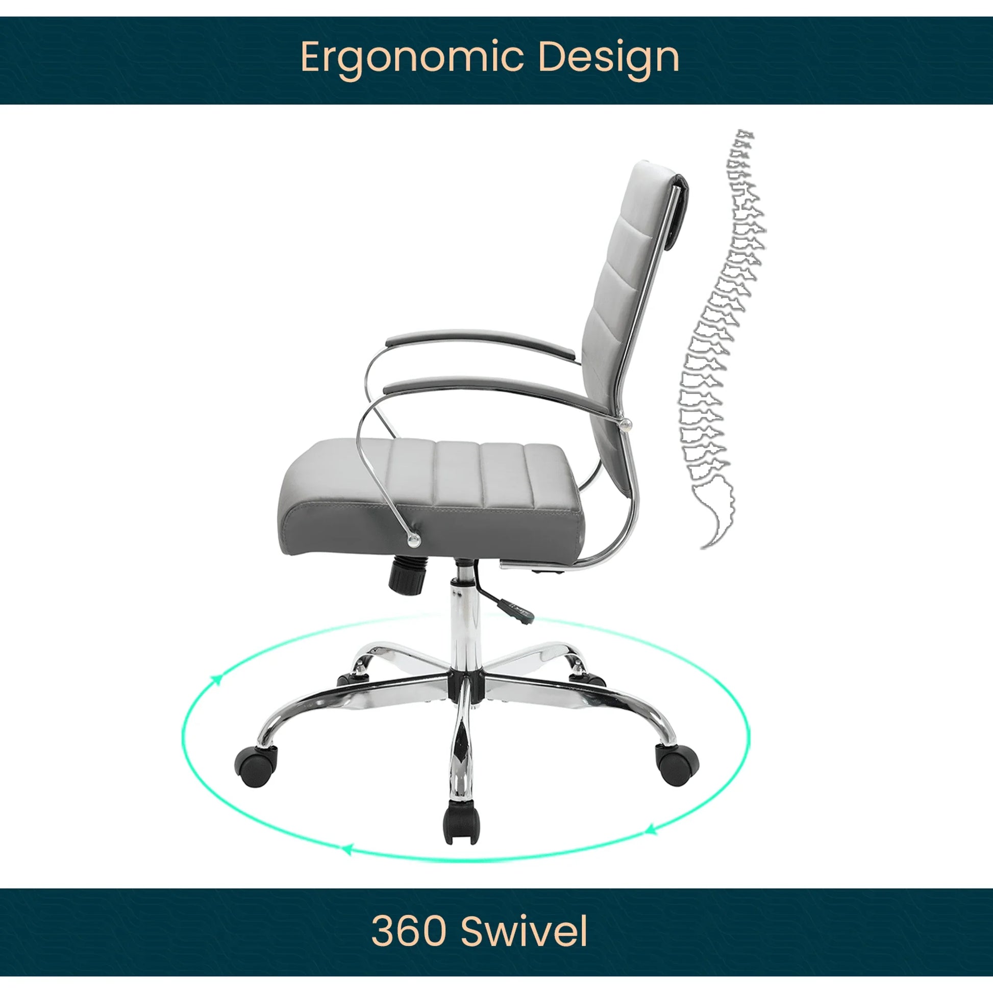 Benmar Mid-Back Leather Office Conference Chair Adjustable Height, Swivel, and Tilt - Elax Furniture