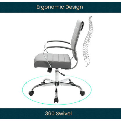 Benmar Mid-Back Leather Office Conference Chair Adjustable Height, Swivel, and Tilt - Elax Furniture