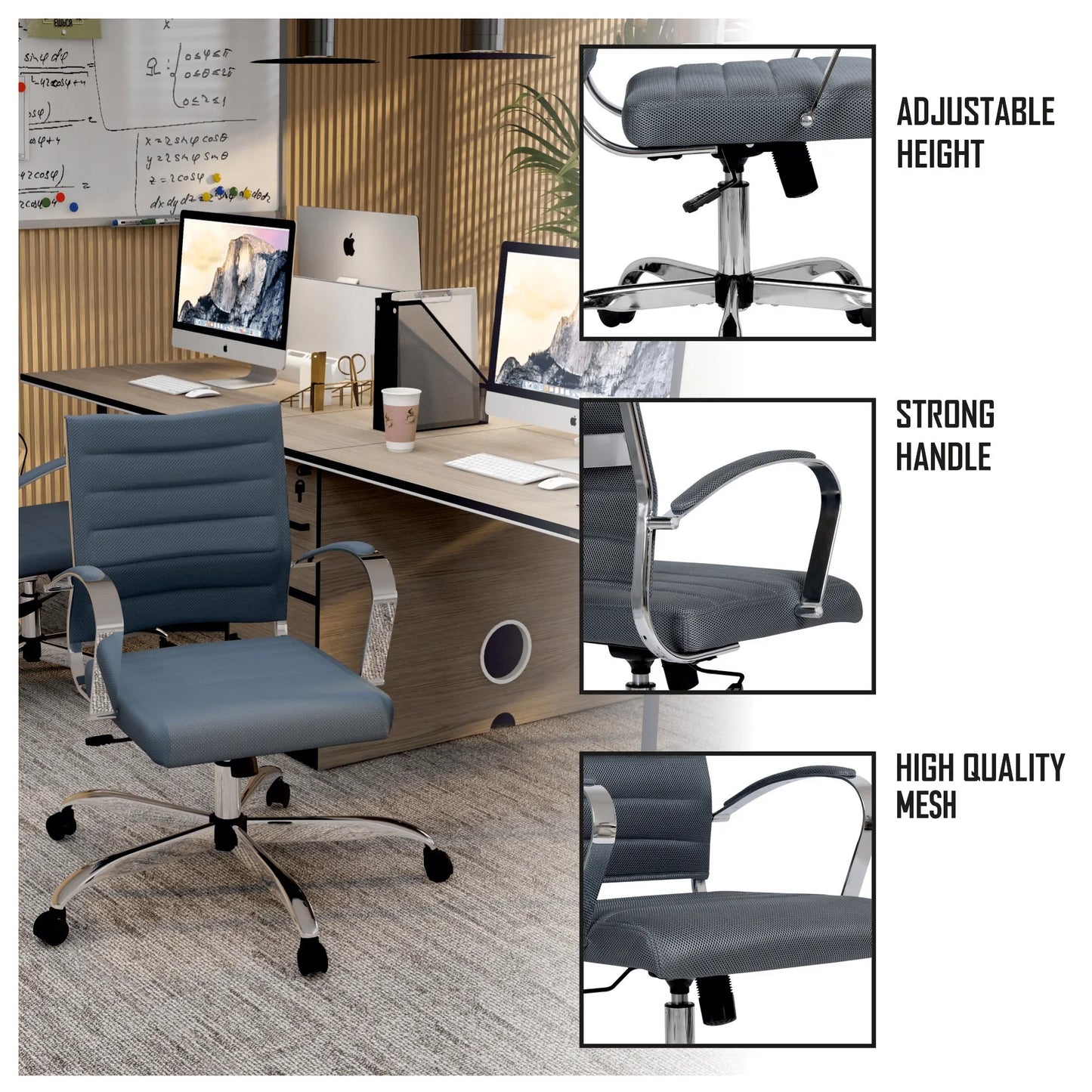 Benmar Mid-Back Mesh Adjustable Office Conference Chair - Elax Furniture