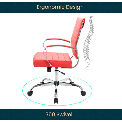 Benmar Mid-Back Leather Office Conference Chair Adjustable Height, Swivel, and Tilt - Elax Furniture