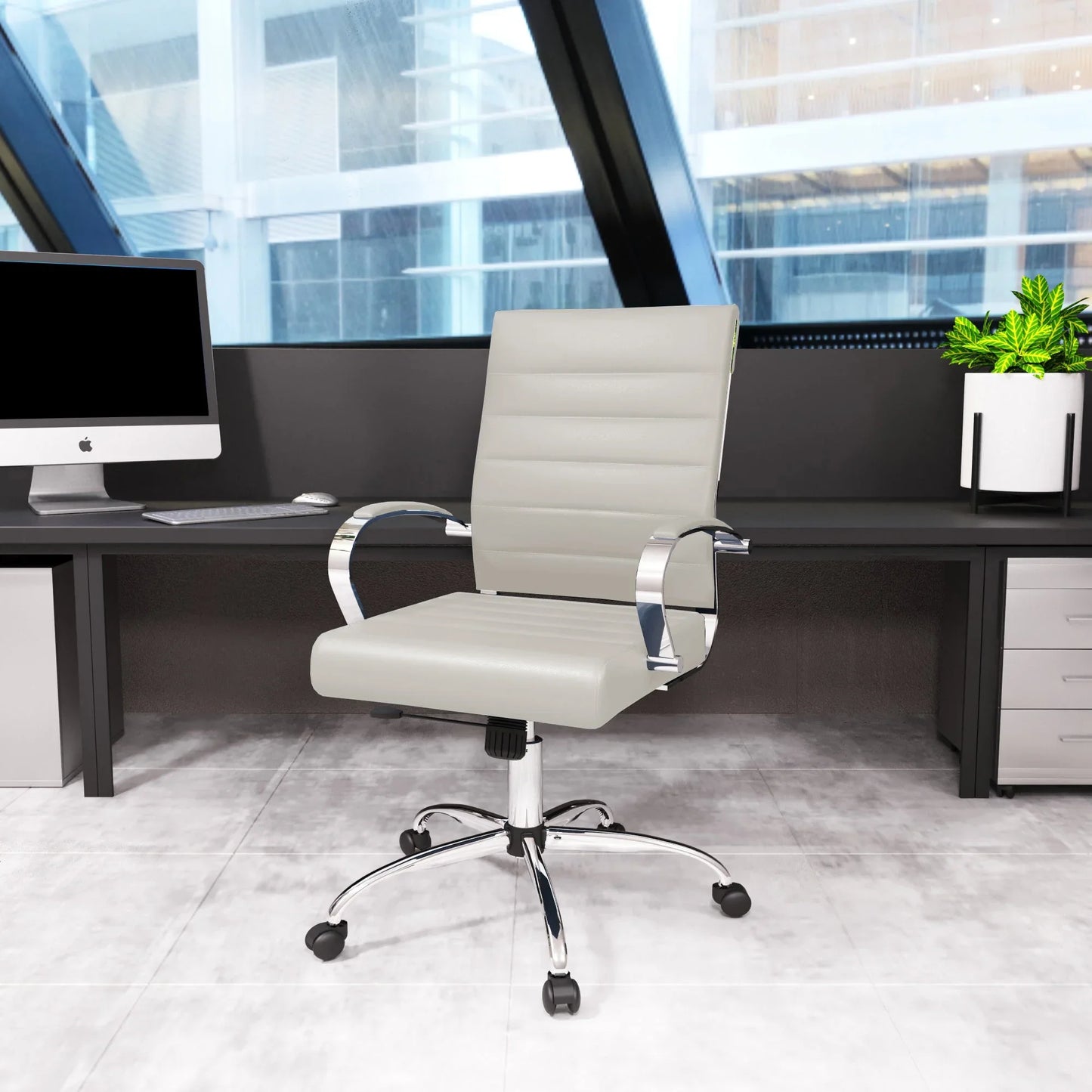 Benmar Mid-Back Leather Office Conference Chair Adjustable Height, Swivel, and Tilt - Elax Furniture
