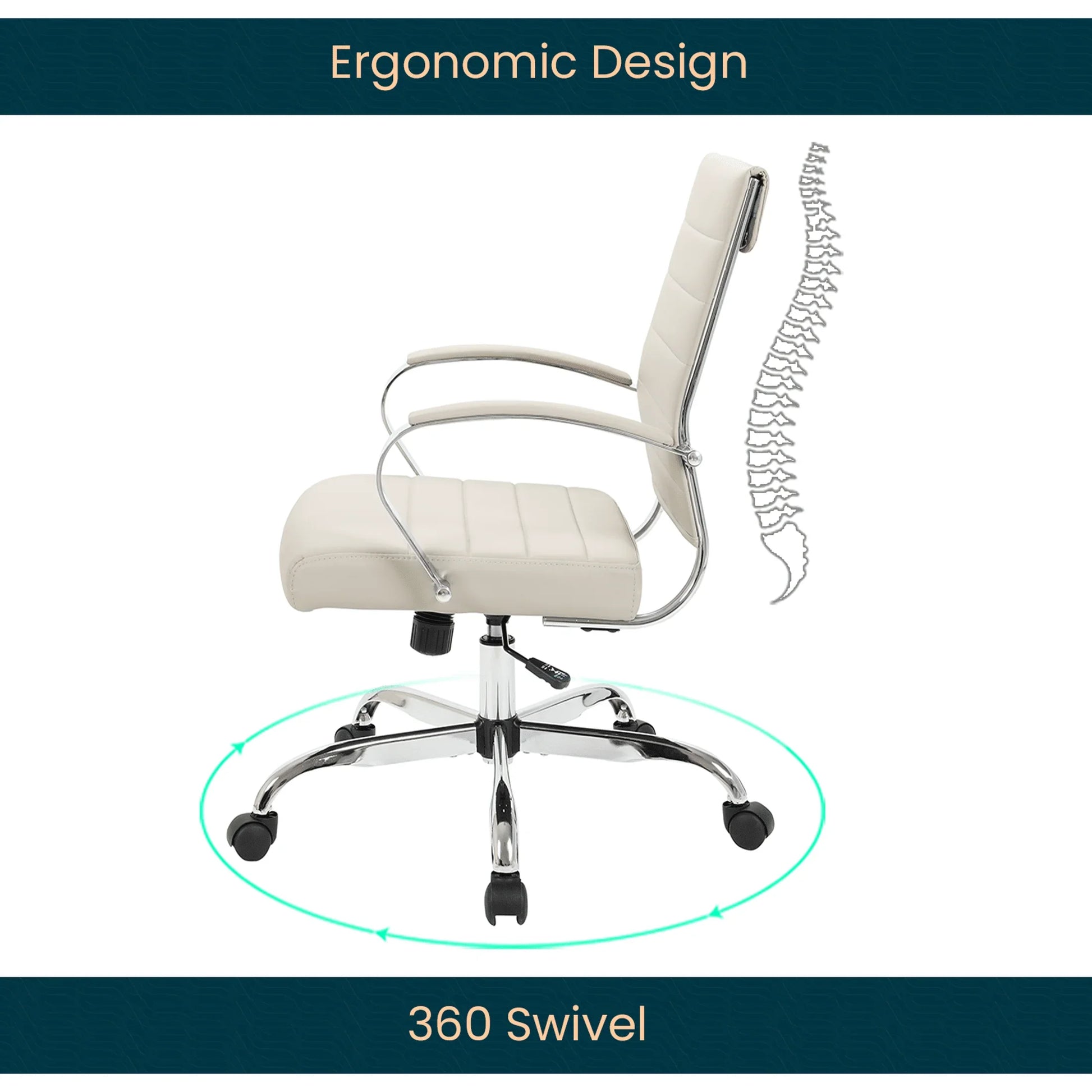 Benmar Mid-Back Leather Office Conference Chair Adjustable Height, Swivel, and Tilt - Elax Furniture