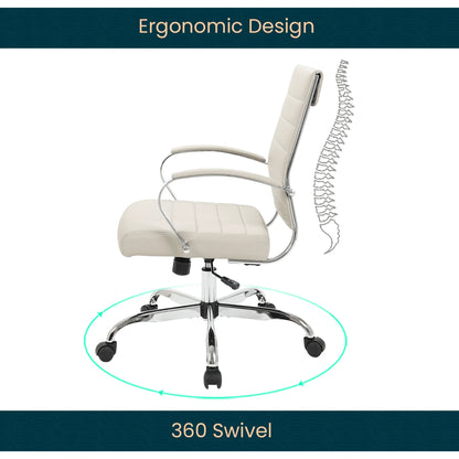 Benmar Mid-Back Leather Office Conference Chair Adjustable Height, Swivel, and Tilt - Elax Furniture