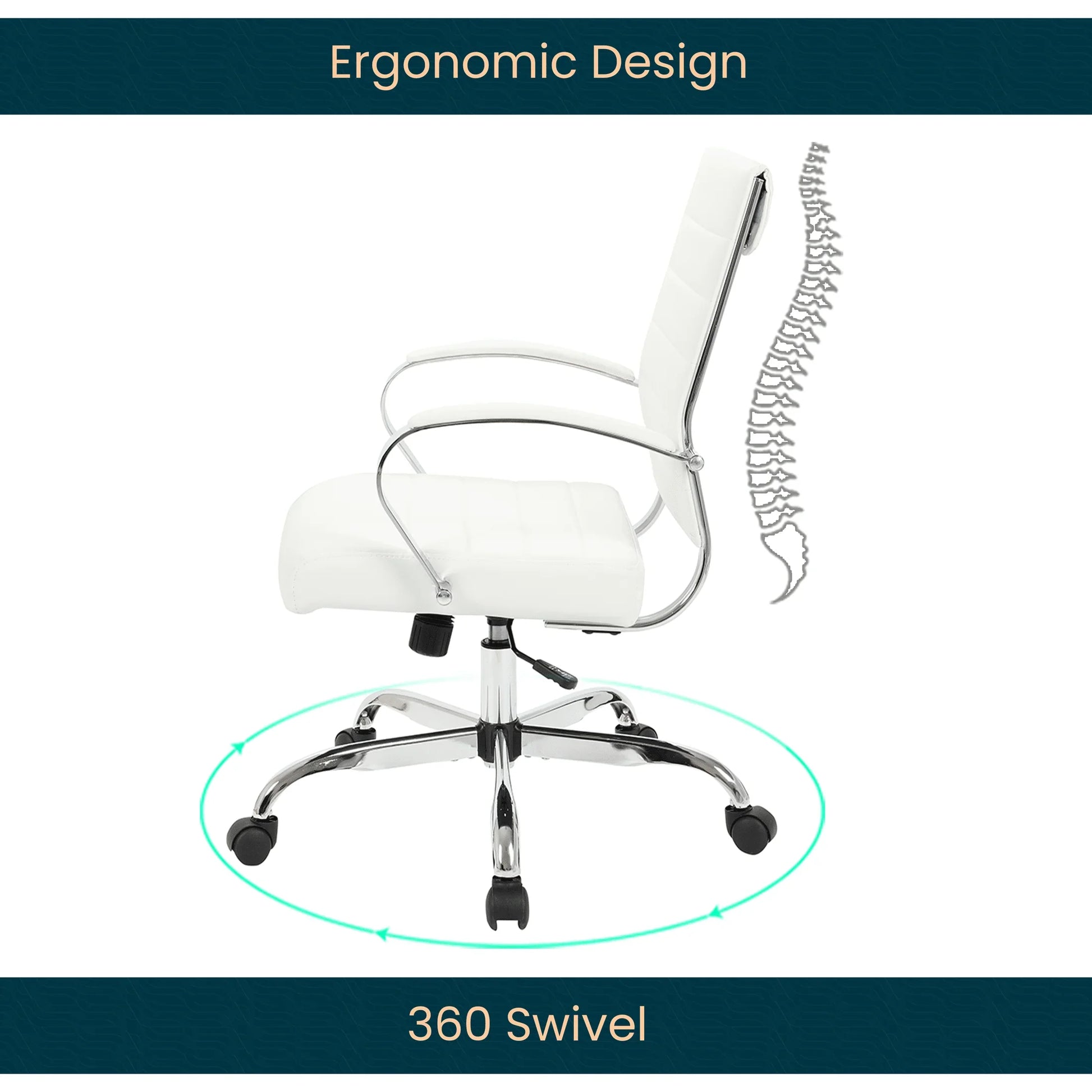 Benmar Mid-Back Leather Office Conference Chair Adjustable Height, Swivel, and Tilt - Elax Furniture