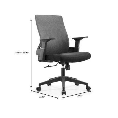 Brio Mid-Back Adjustable Office Chair Upholstered in Cotton - Elax Furniture