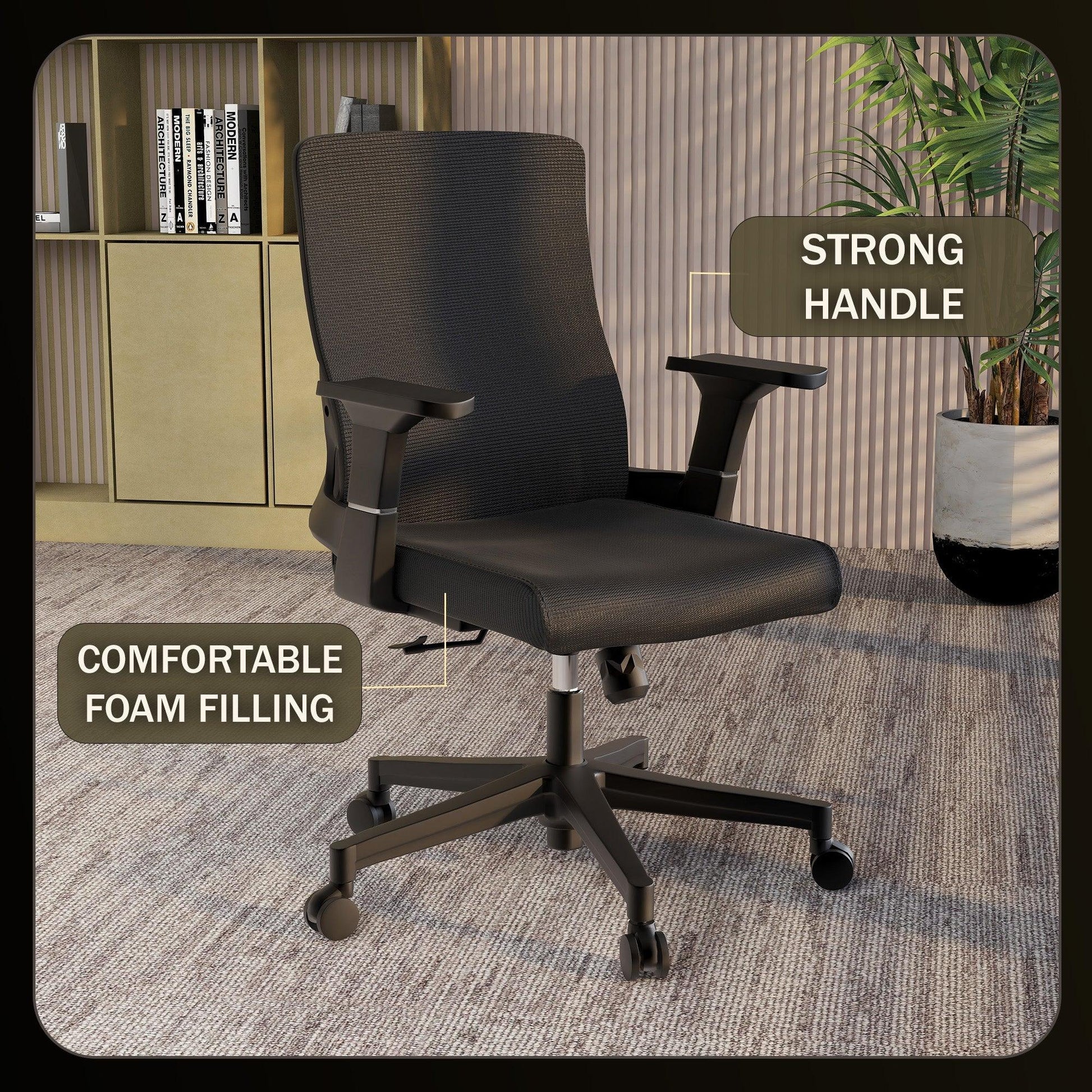 Brio Mid-Back Adjustable Office Chair Upholstered in Cotton - Elax Furniture