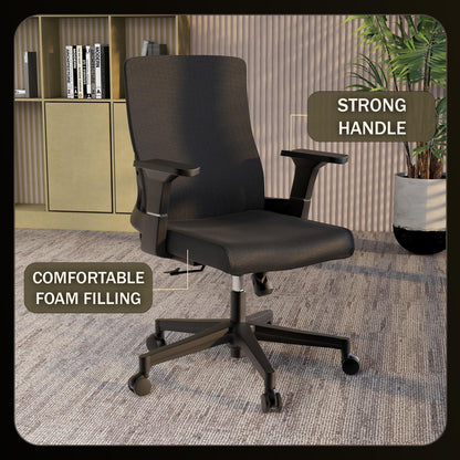 Brio Mid-Back Adjustable Office Chair Upholstered in Cotton - Elax Furniture