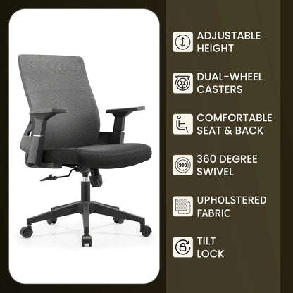 Brio Mid-Back Adjustable Office Chair Upholstered in Cotton - Elax Furniture