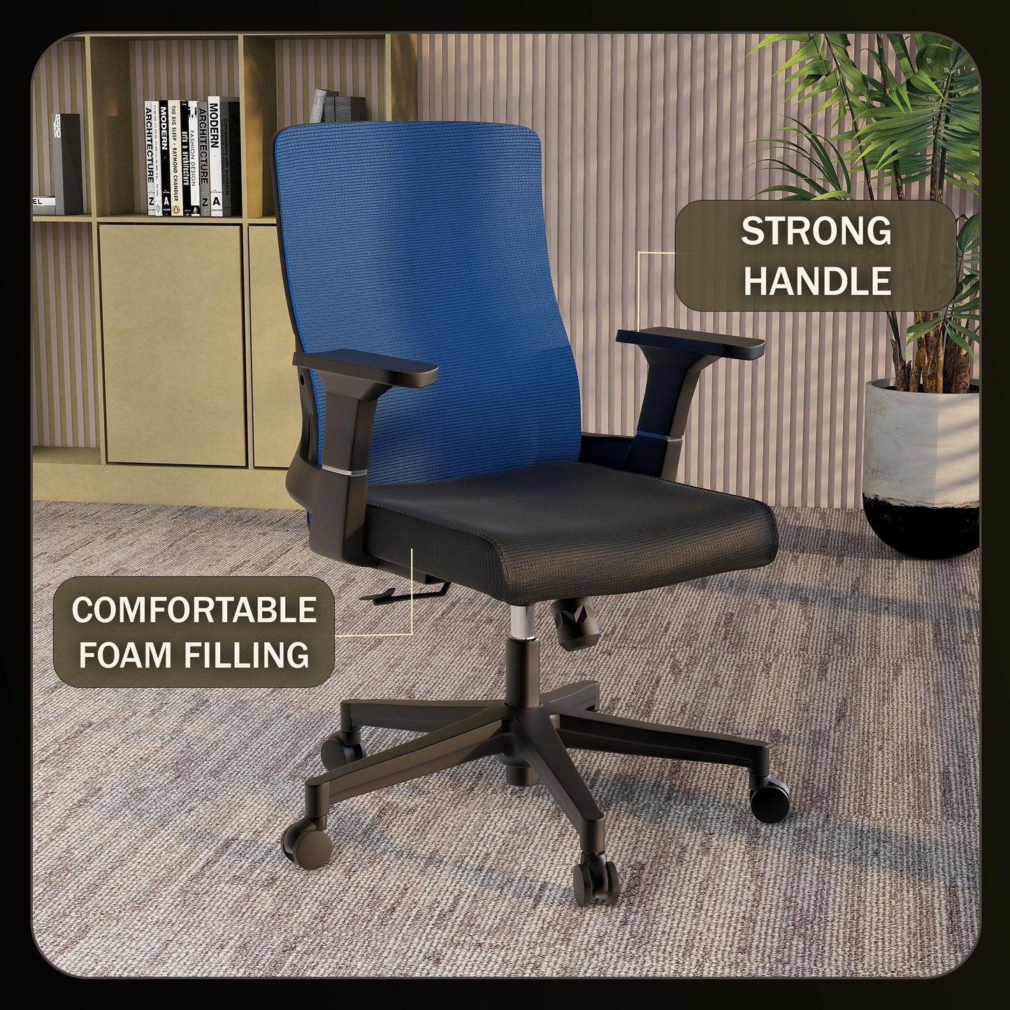Brio Mid-Back Adjustable Office Chair Upholstered in Cotton - Elax Furniture