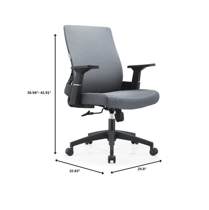 Brio Mid-Back Adjustable Office Chair Upholstered in Cotton - Elax Furniture