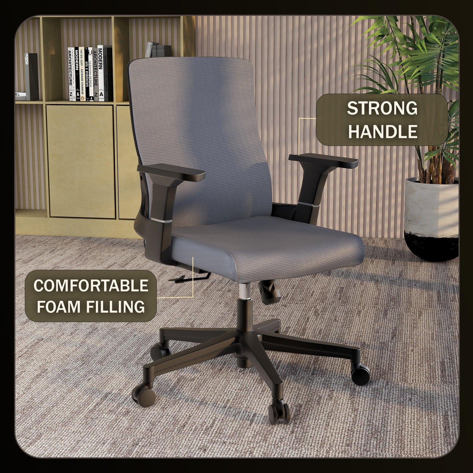 Brio Mid-Back Adjustable Office Chair Upholstered in Cotton - Elax Furniture