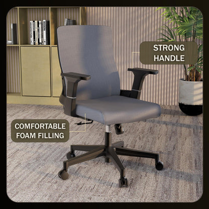 Brio Mid-Back Adjustable Office Chair Upholstered in Cotton - Elax Furniture