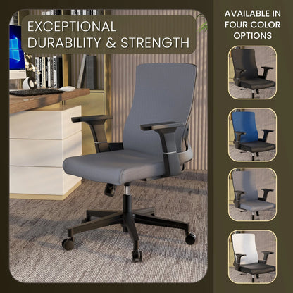 Brio Mid-Back Adjustable Office Chair Upholstered in Cotton - Elax Furniture