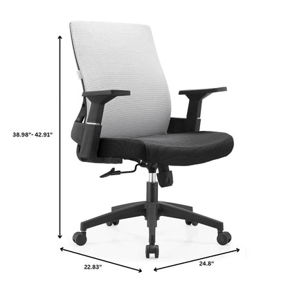 Brio Mid-Back Adjustable Office Chair Upholstered in Cotton - Elax Furniture