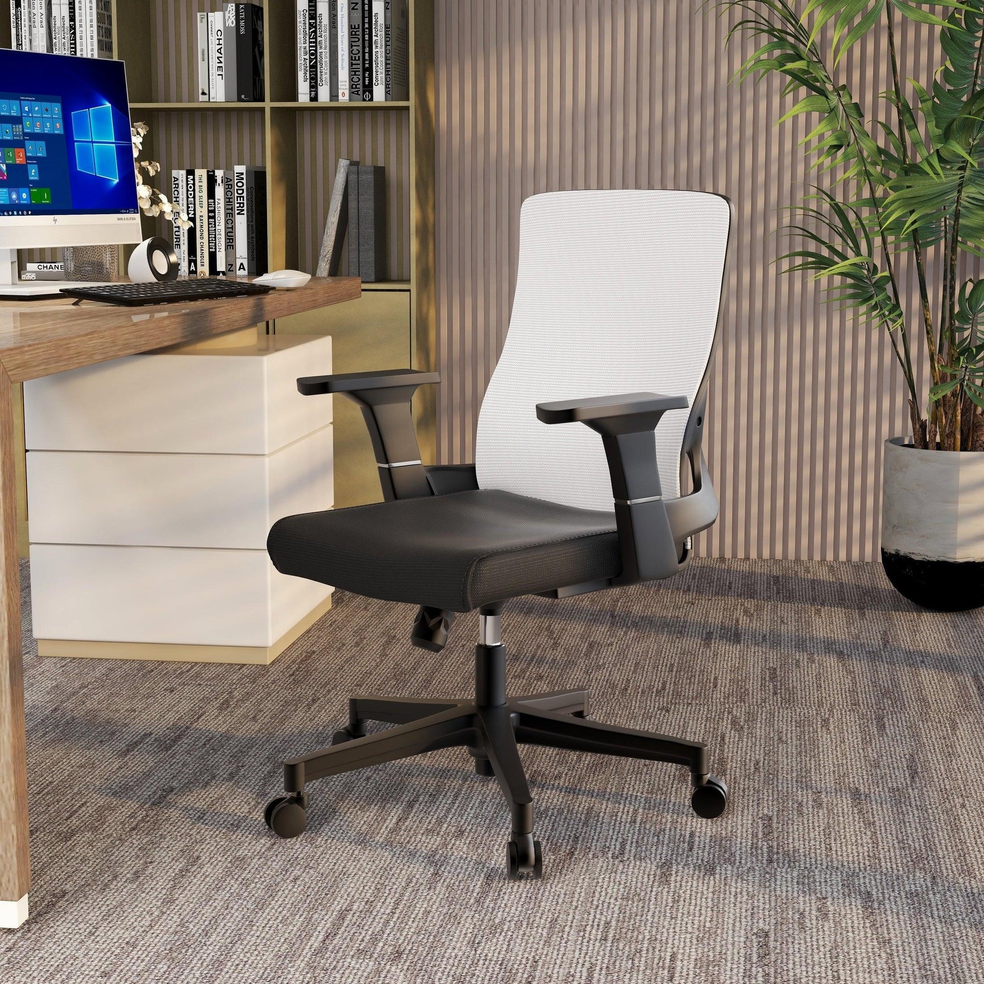 Brio Mid-Back Adjustable Office Chair Upholstered in Cotton - Elax Furniture