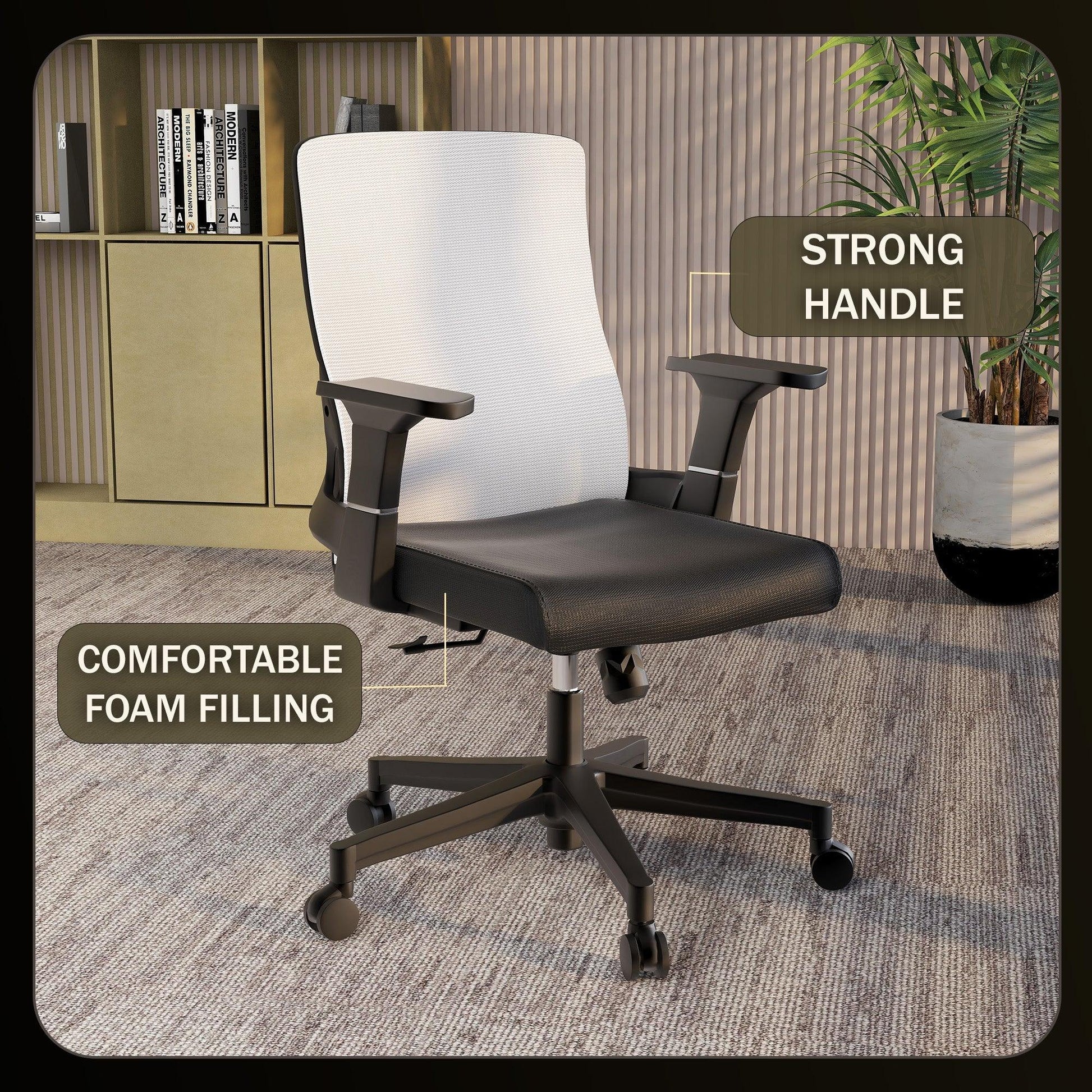 Brio Mid-Back Adjustable Office Chair Upholstered in Cotton - Elax Furniture