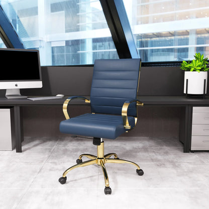 Benmar Mid-Back Leather Office Conference Chair Adjustable Height, Swivel, and Tilt - Elax Furniture