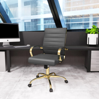 Benmar Mid-Back Leather Office Conference Chair Adjustable Height, Swivel, and Tilt - Elax Furniture
