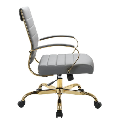 Benmar Mid-Back Leather Office Conference Chair Adjustable Height, Swivel, and Tilt - Elax Furniture