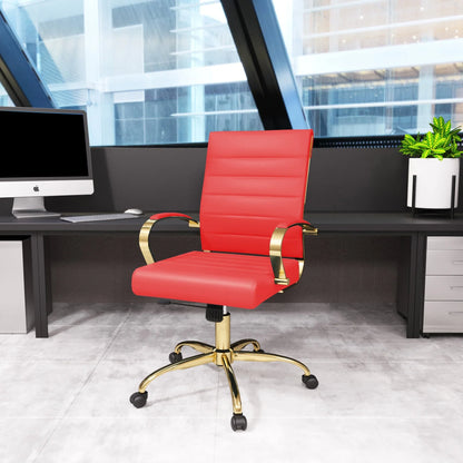 Benmar Mid-Back Leather Office Conference Chair Adjustable Height, Swivel, and Tilt - Elax Furniture