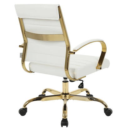 Benmar Mid-Back Leather Office Conference Chair Adjustable Height, Swivel, and Tilt - Elax Furniture