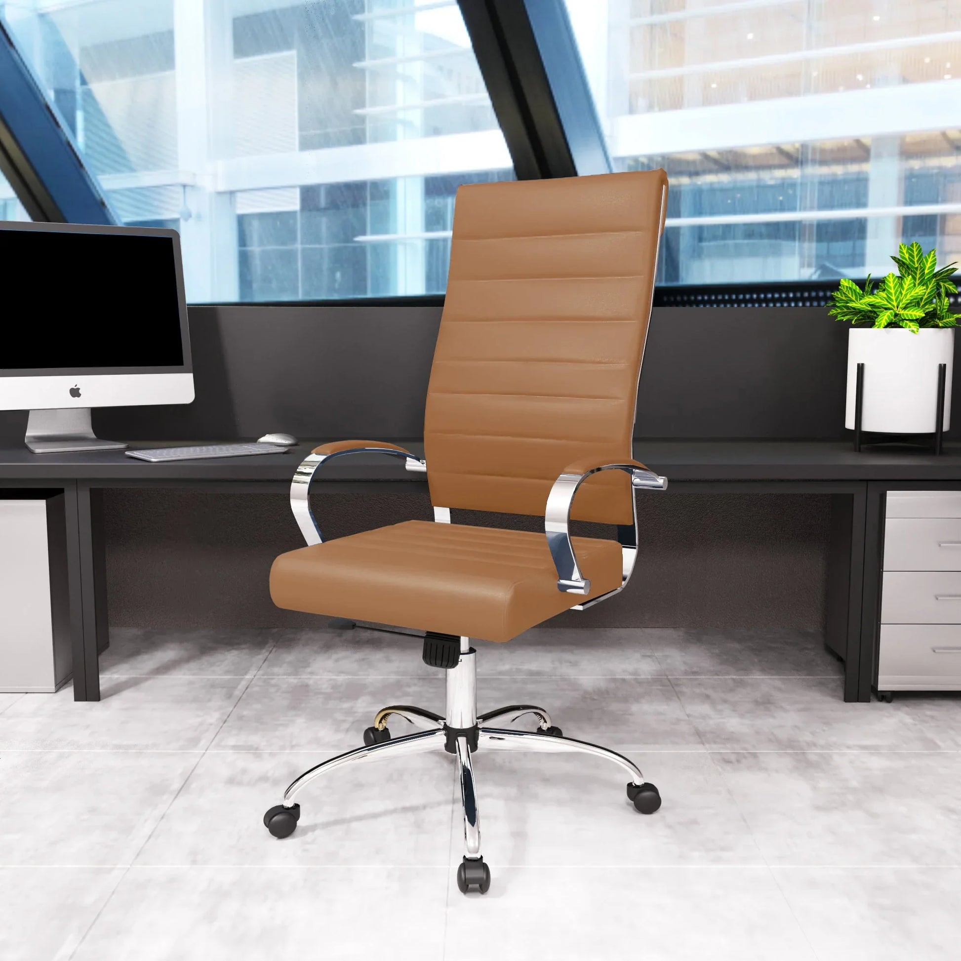 Benmar High-Back Leather Adjustable Office Conference Chair - Elax Furniture