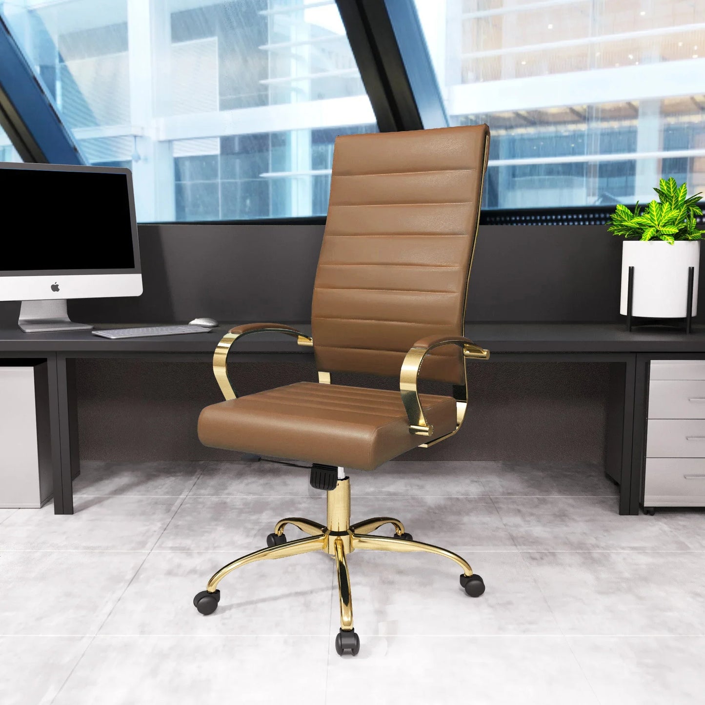 Benmar High-Back Leather Adjustable Office Conference Chair - Elax Furniture