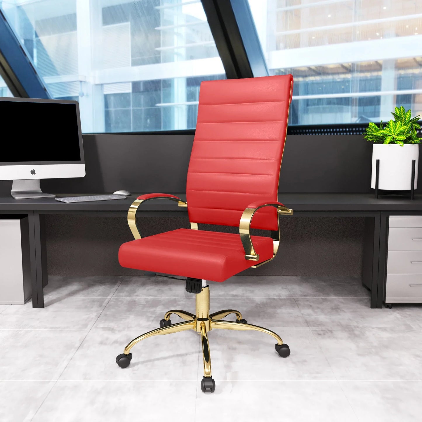 Benmar High-Back Leather Adjustable Office Conference Chair - Elax Furniture
