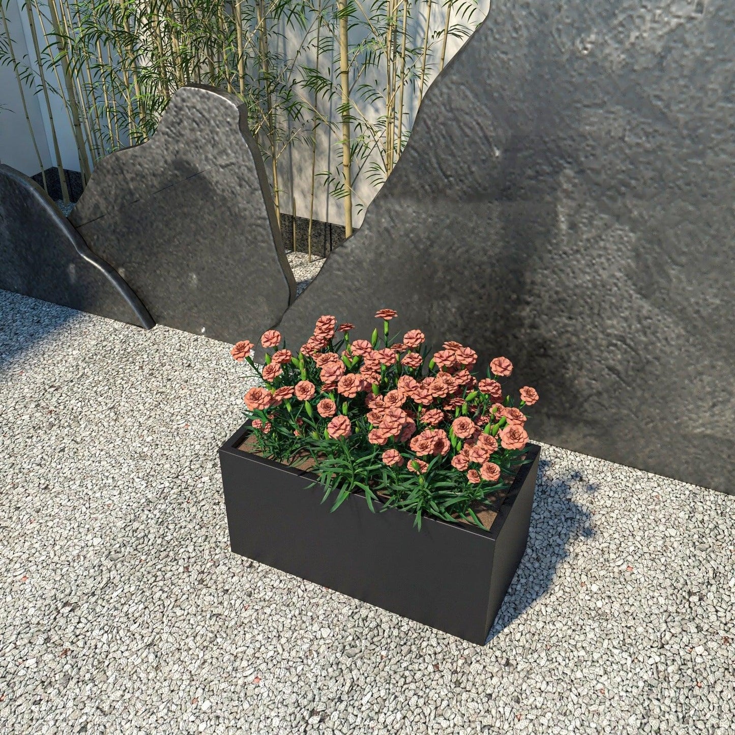 Bloom Mid-Century Modern Rectangular Fiberstone and MGO Clay Planter for Indoor and Outdoor - Elax Furniture