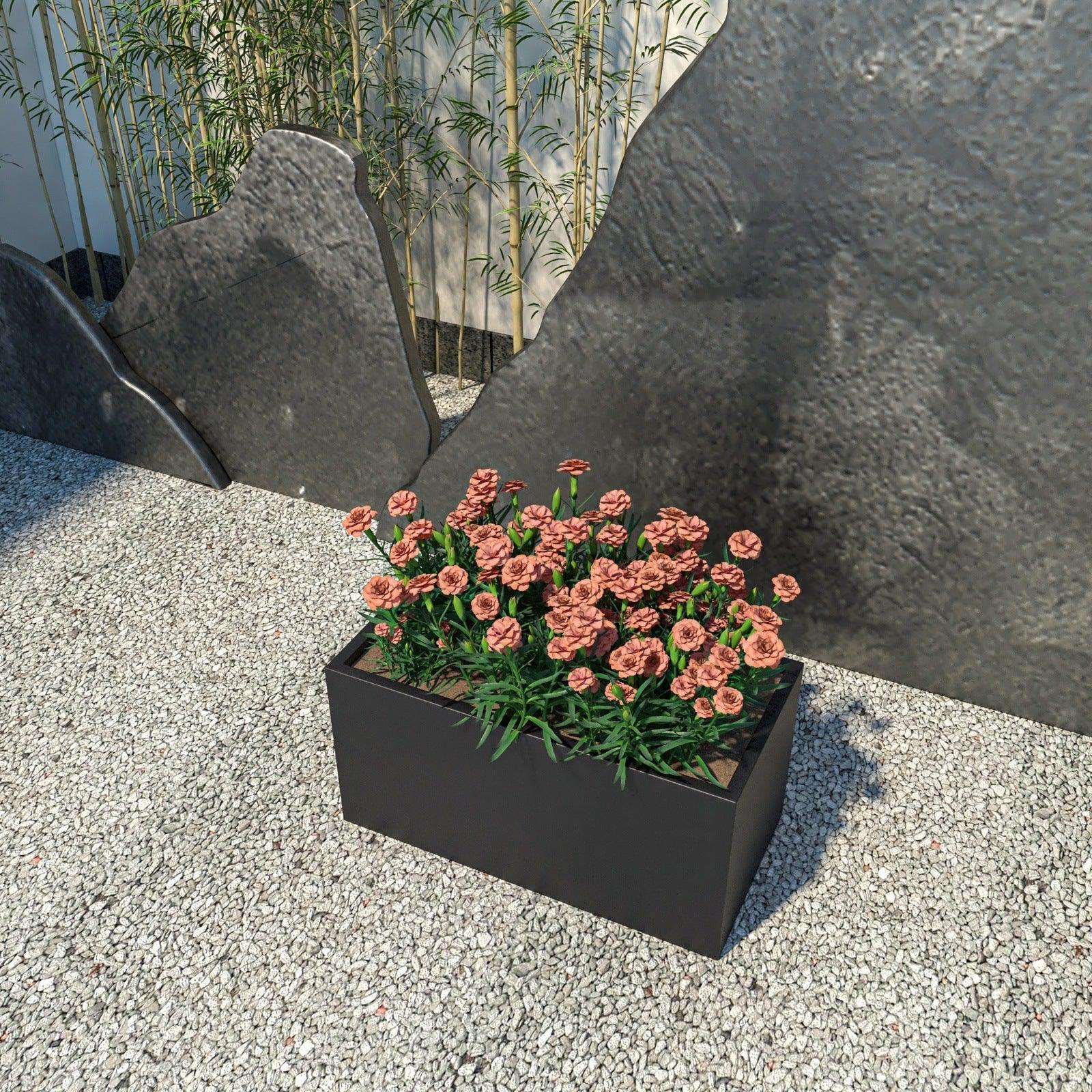 Bloom Mid-Century Modern Rectangular Fiberstone and MGO Clay Planter for Indoor and Outdoor - Elax Furniture