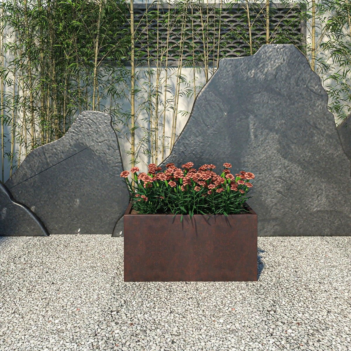 Bloom Mid-Century Modern Rectangular Fiberstone and MGO Clay Planter for Indoor and Outdoor - Elax Furniture