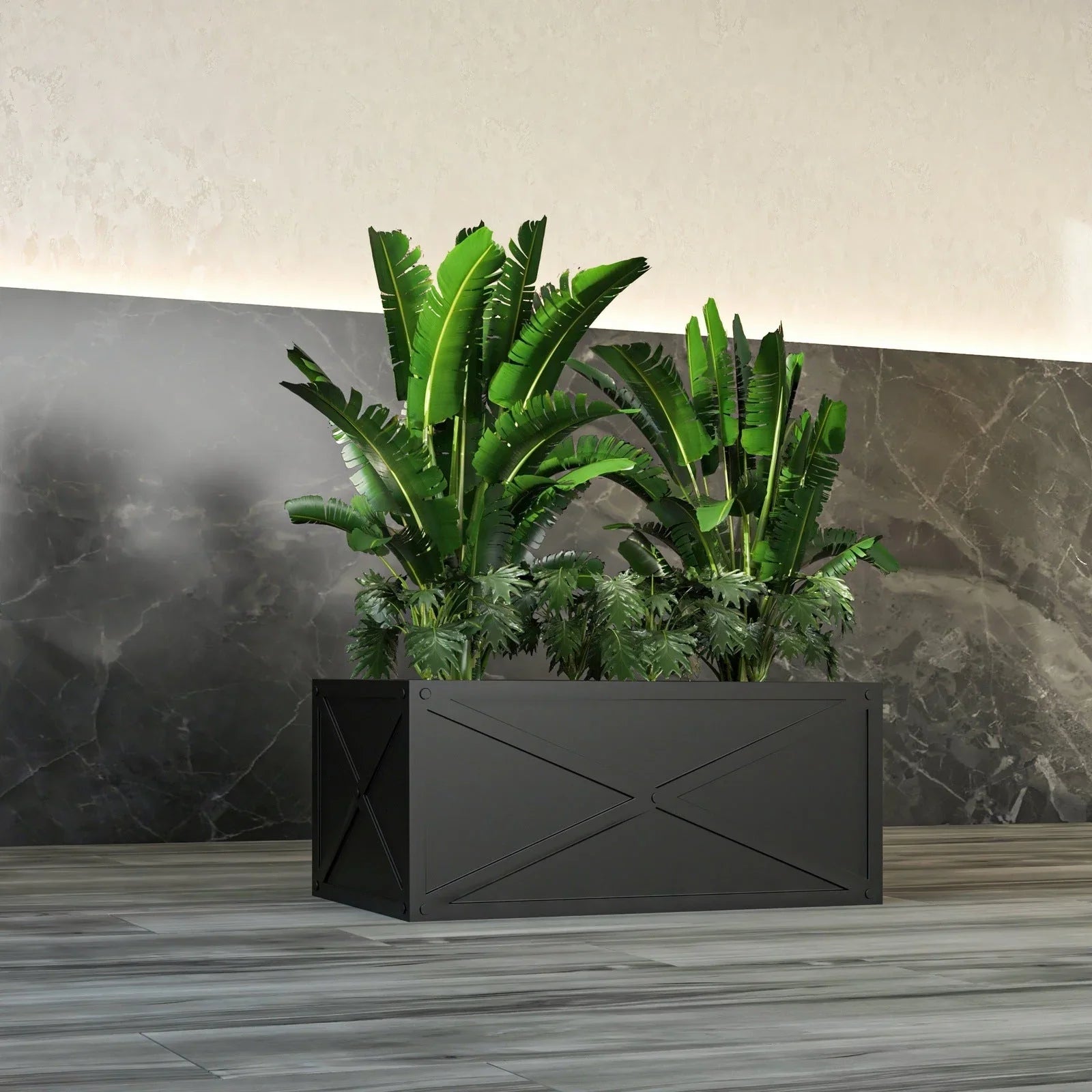 Bonsai Fiberglass and Clay Planter - Rectangular Weather-Resistant Planter Box with Drainage Holes - Elax Furniture