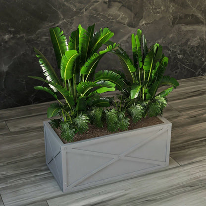 Bonsai Fiberglass and Clay Planter - Rectangular Weather-Resistant Planter Box with Drainage Holes - Elax Furniture