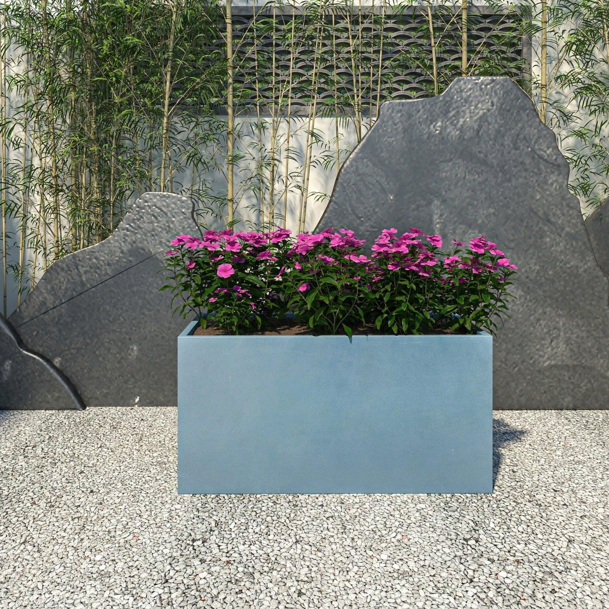 Bloom Mid-Century Modern Rectangular Fiberstone and MGO Clay Planter for Indoor and Outdoor - Elax Furniture