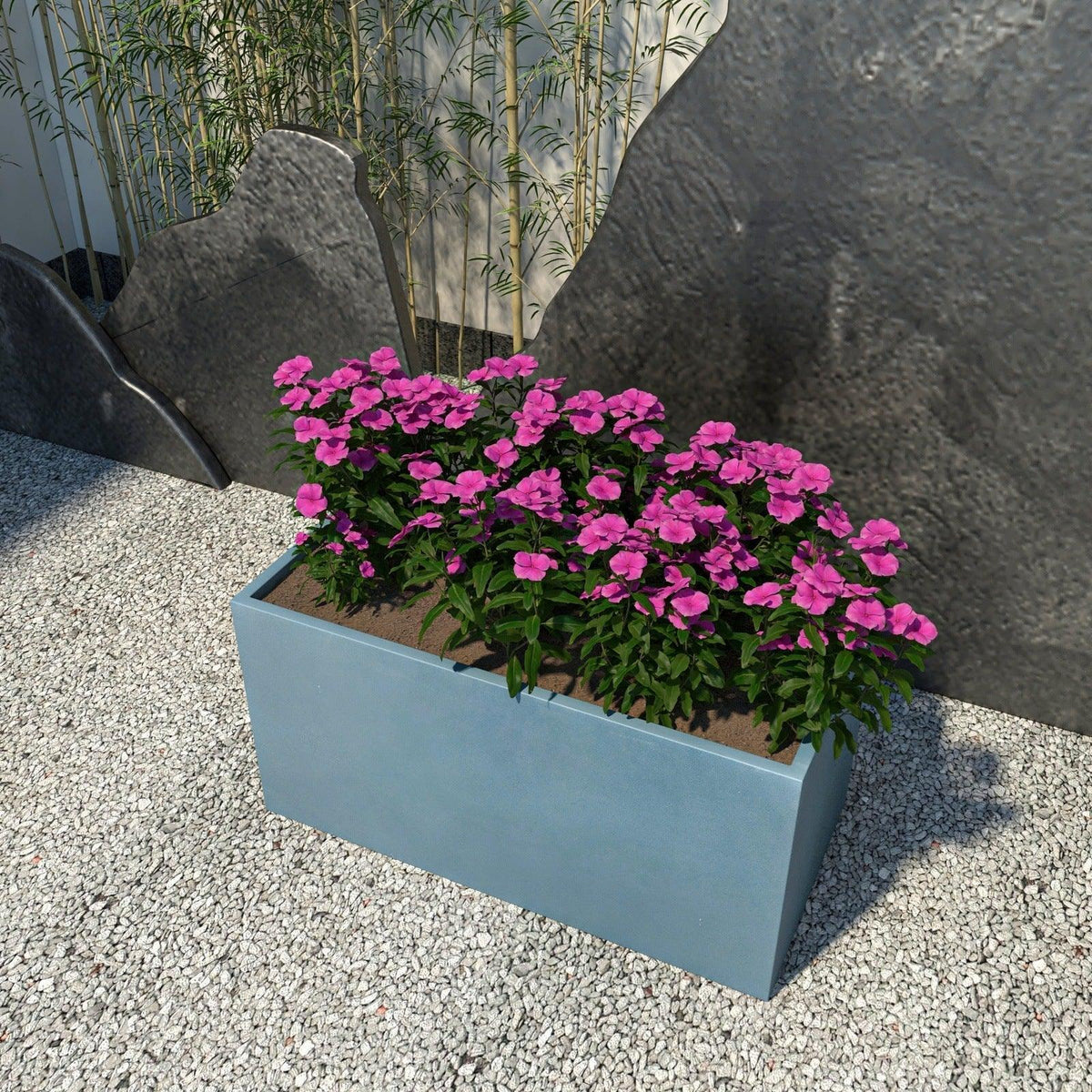 Bloom Mid-Century Modern Rectangular Fiberstone and MGO Clay Planter for Indoor and Outdoor - Elax Furniture