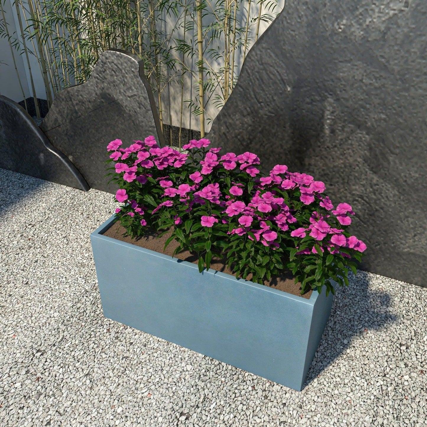 Bloom Mid-Century Modern Rectangular Fiberstone and MGO Clay Planter for Indoor and Outdoor - Elax Furniture