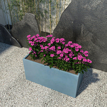Bloom Mid-Century Modern Rectangular Fiberstone and MGO Clay Planter for Indoor and Outdoor - Elax Furniture
