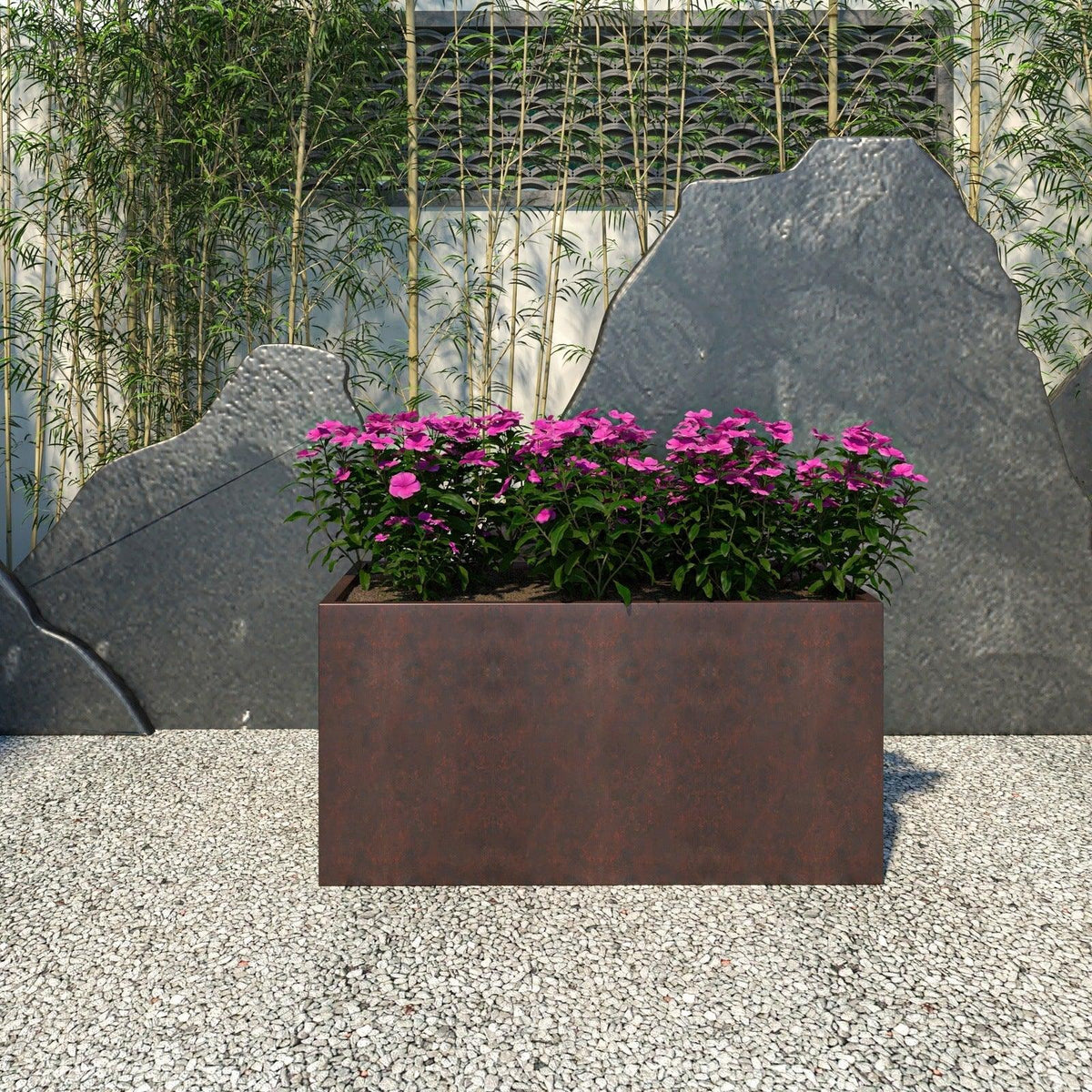 Bloom Mid-Century Modern Rectangular Fiberstone and MGO Clay Planter for Indoor and Outdoor - Elax Furniture
