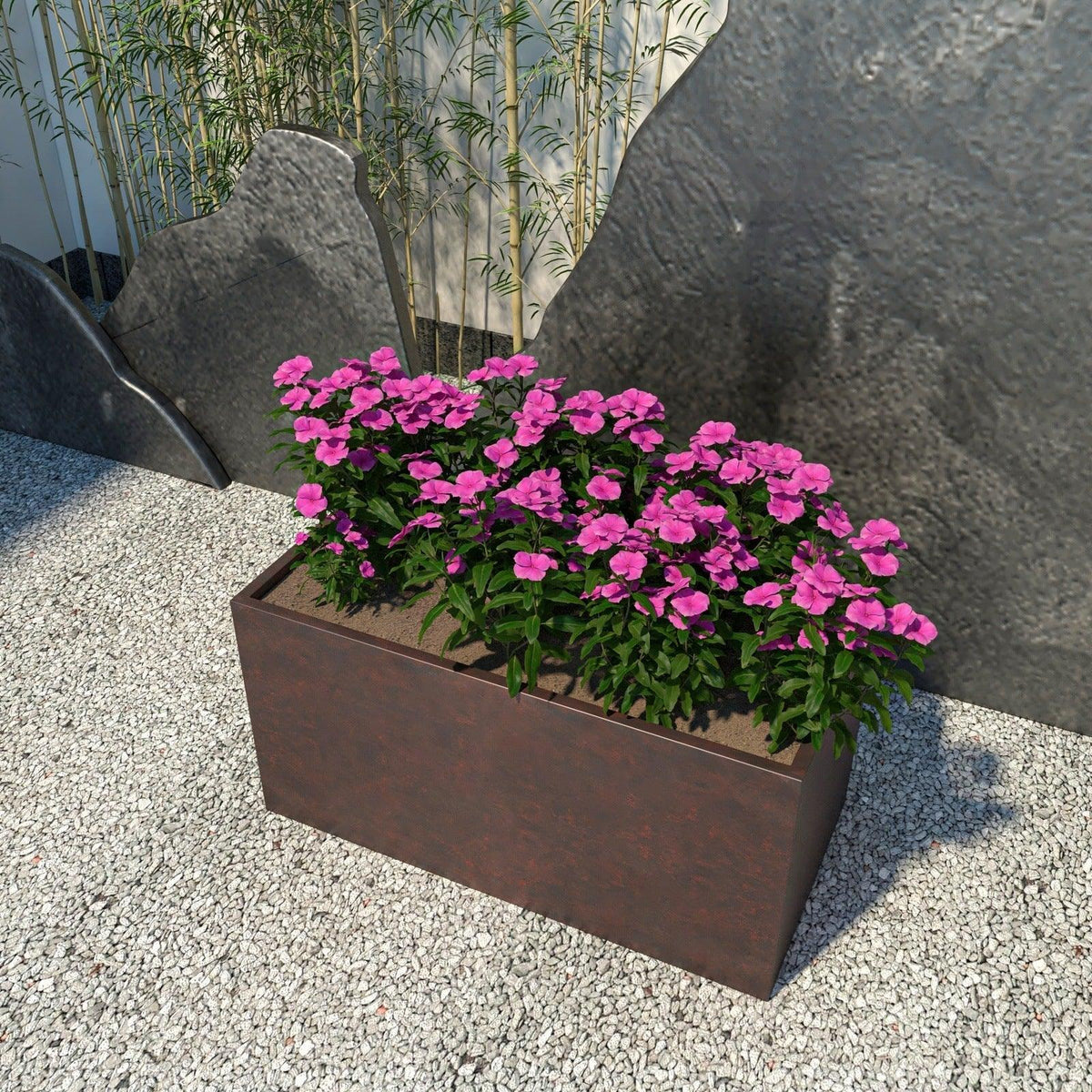 Bloom Mid-Century Modern Rectangular Fiberstone and MGO Clay Planter for Indoor and Outdoor - Elax Furniture