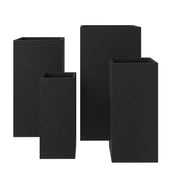Basalt 4-Piece Fiberstone and MGO Clay Planter Set, Mid-Century Modern Tall Square Planter Pot for Indoor and Outdoor - Elax Furniture