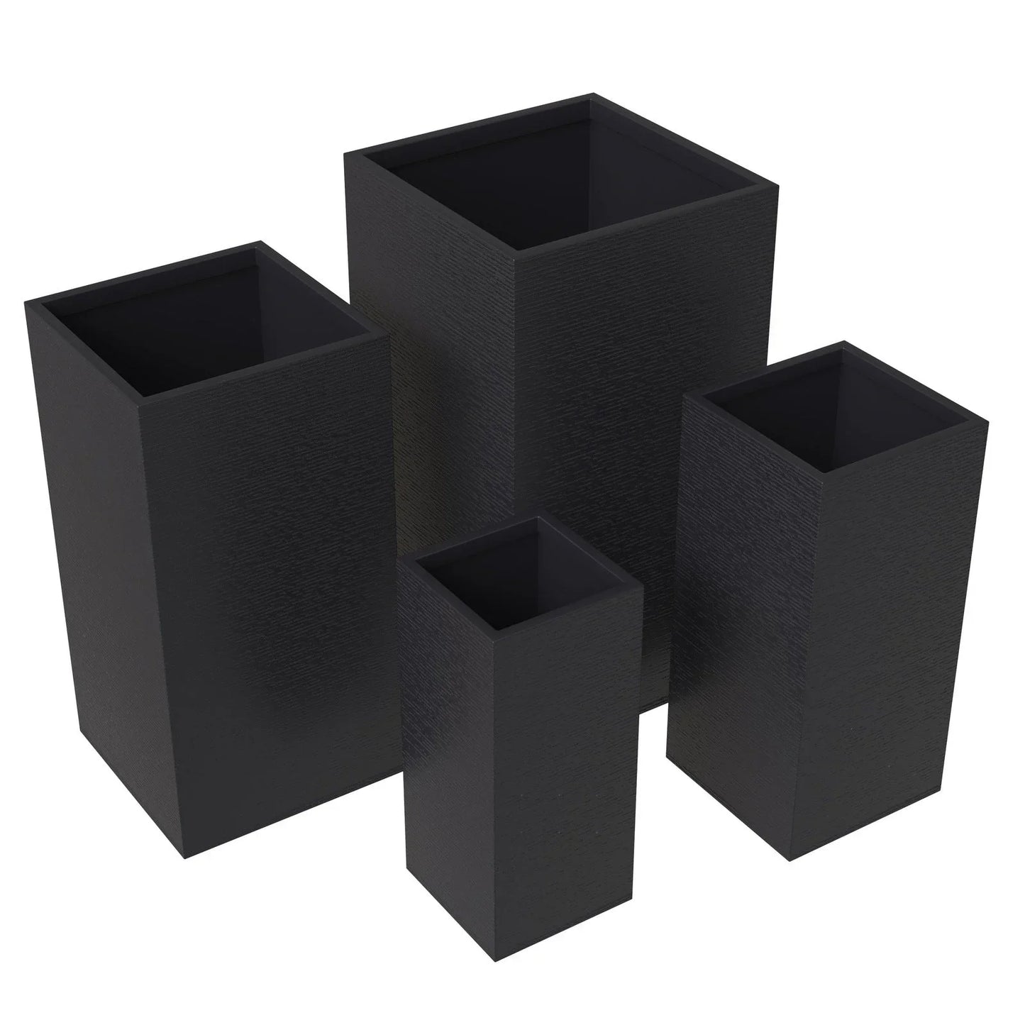 Basalt 4-Piece Fiberstone and MGO Clay Planter Set, Mid-Century Modern Tall Square Planter Pot for Indoor and Outdoor - Elax Furniture