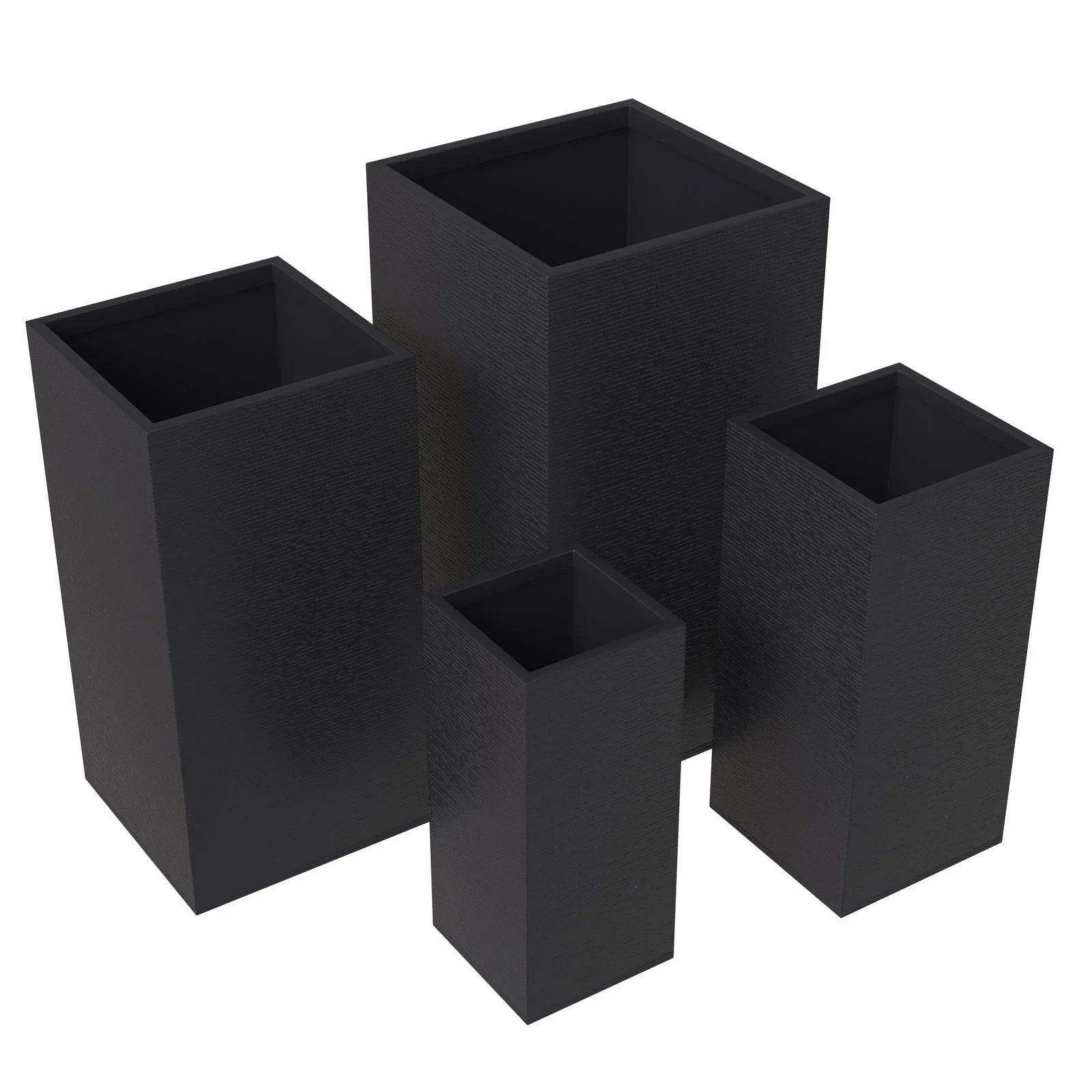 Basalt 4-Piece Fiberstone and MGO Clay Planter Set, Mid-Century Modern Tall Square Planter Pot for Indoor and Outdoor - Elax Furniture