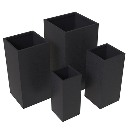 Basalt 4-Piece Fiberstone and MGO Clay Planter Set, Mid-Century Modern Tall Square Planter Pot for Indoor and Outdoor - Elax Furniture
