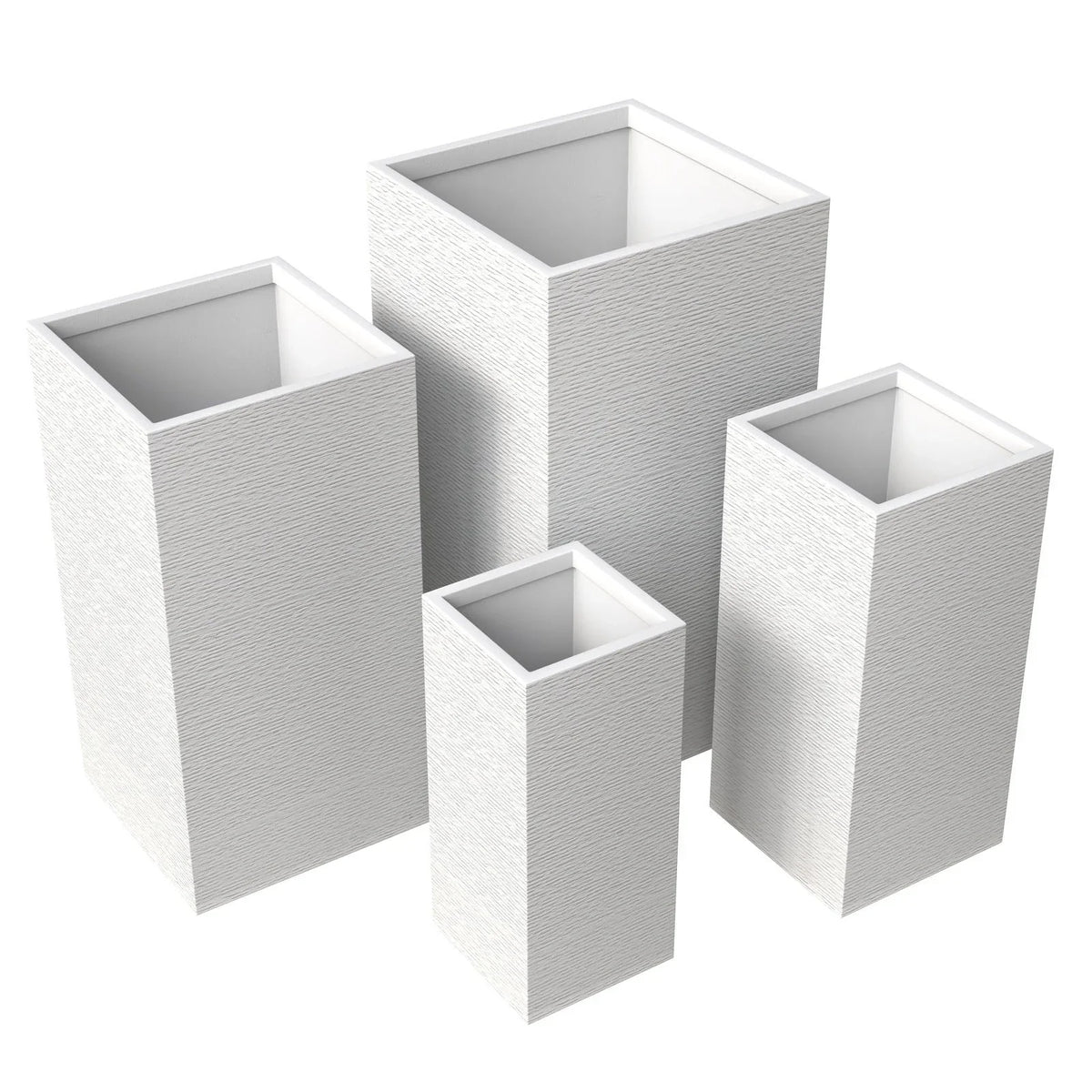 Basalt 4-Piece Fiberstone and MGO Clay Planter Set, Mid-Century Modern Tall Square Planter Pot for Indoor and Outdoor - Elax Furniture