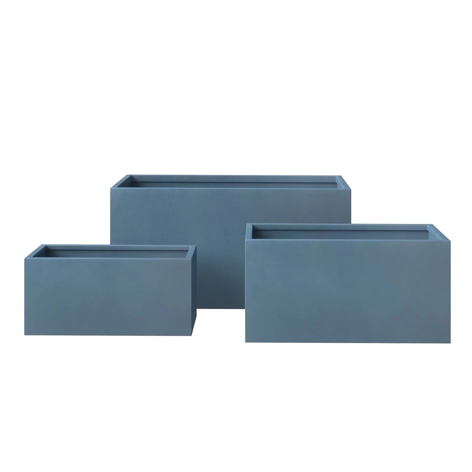 Bloom 3-Piece Modern Fiberstone and MGO Clay Rectangular Planter Set for Indoor and Outdoor - Elax Furniture