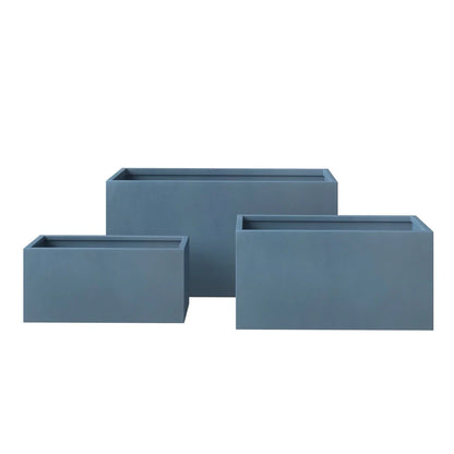 Bloom 3-Piece Modern Fiberstone and MGO Clay Rectangular Planter Set for Indoor and Outdoor - Elax Furniture