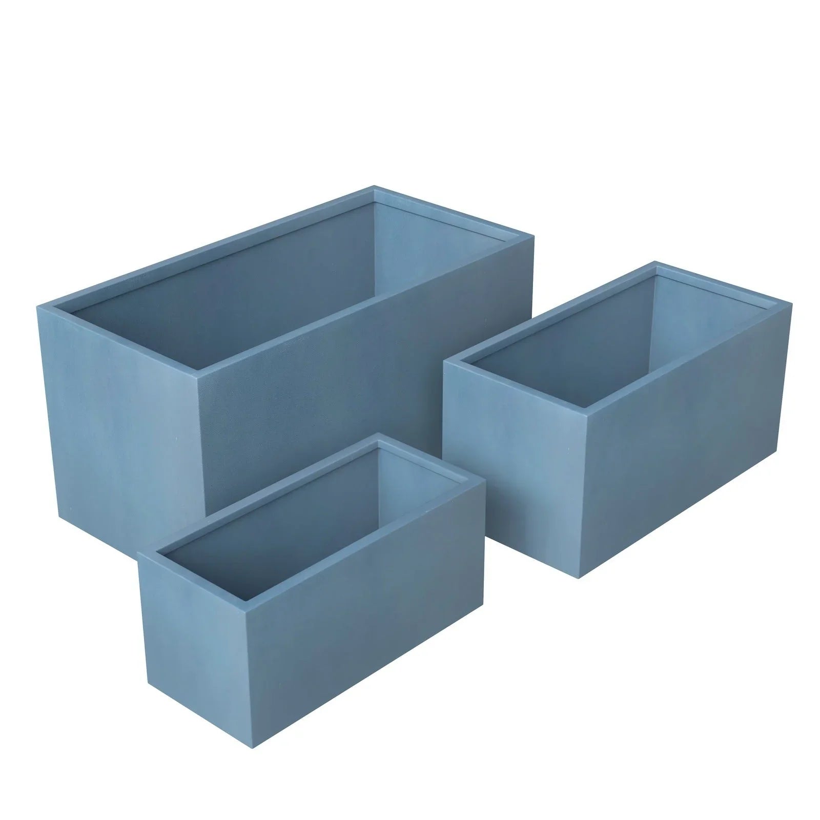 Bloom 3-Piece Modern Fiberstone and MGO Clay Rectangular Planter Set for Indoor and Outdoor - Elax Furniture
